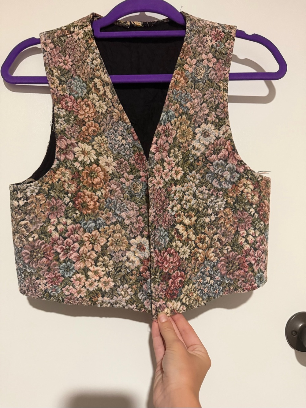 Vintage Floral Tapestry Vest | 1980s–1990s | Size Small